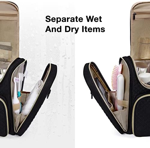 BAGSMART Toiletry Bag, Travel Toiletry Bag for Women, Water-resistant Cosmetic Makeup Bag, Large Capacity Door Room Essentials Travel Organizer for Full Sized Toiletries and Cosmetics, Black - Image 5