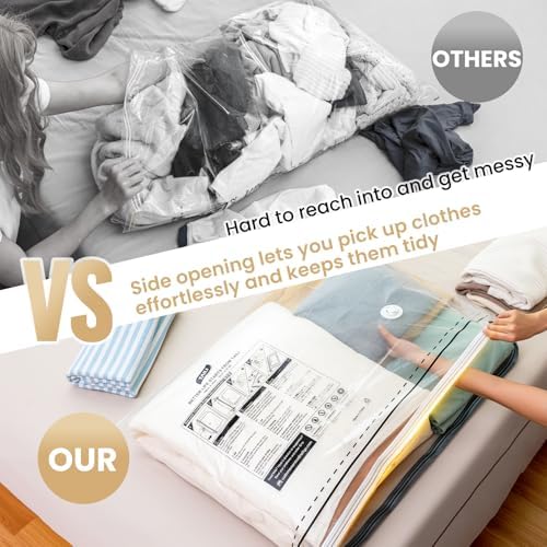 TAILI-LONG SIDE ZIP 8 Pack Vacuum Storage Bags, Vacuum Seal Bags for Clothing (39x28 inches), Jumbo Storage Space Saver for Beddings, Comforters, Blanket, Pillows and Clothes - Image 4