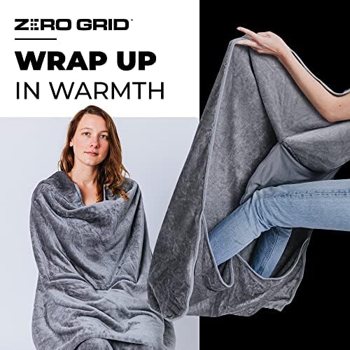 Lightweight Travel Blanket - Premium & Compact Airplane Wearable Blanket with Neck Snaps, Cozy Foot Pockets, Zipper Pouch - Converts into Soft Pillow - Designed for Ultimate Comfort - Shadow - Image 4
