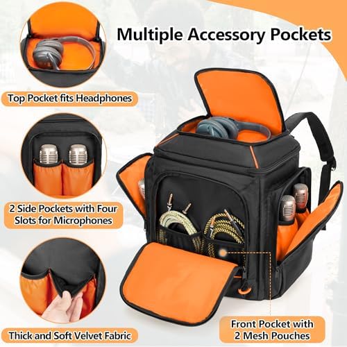 CURMIO Travel Carrying Case Backpack Compatible with Bose S1 Pro/ S1 Pro+ Portable Bluetooth Speaker, Bluetooth Speaker Bag with Shoulder Straps and Accessory Pockets for Microphone, Charger, Cable - Image 3