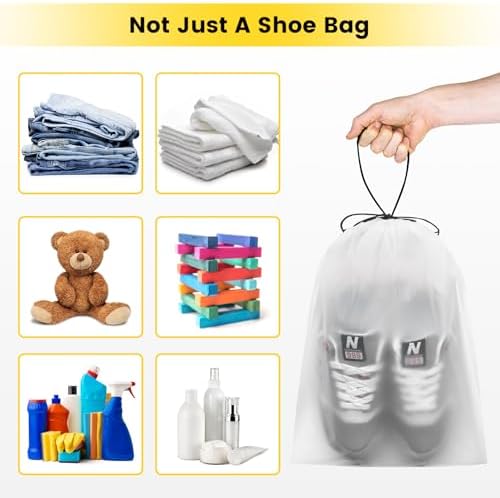 Vorspack Shoe Bags for Travel - 6 Pcs Transparent Drawstring Backpack Travel Shoe Bag Clear Drawstring Bag Large Shoe Organizer with Rope Travel Essentials for Men Women - Image 6