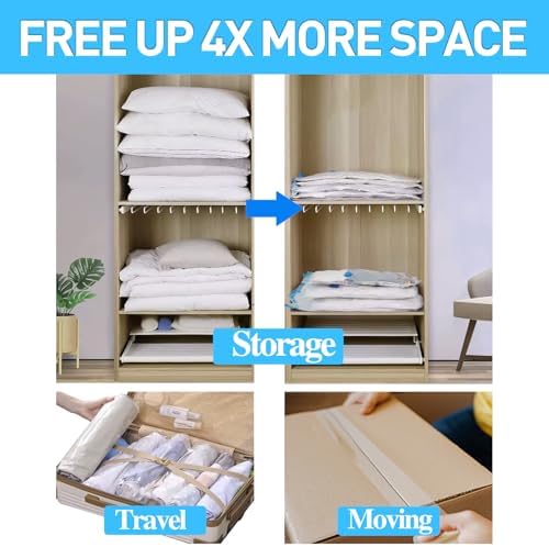 Vacuum Storage Bags,10 Pack (10 Jumbo Bags) Zip Seal Space Saver Bag for Travel Clothes,Blanket,Duvets,Pillows,Comforters - Image 3