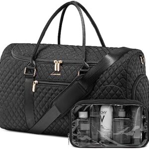 LOVEVOOK Travel Duffle Bag, 40L Weekender Overnight Bag with Toiletry, Quilted Carry On Bags with Shoe Compartment, Gym Duffel Bags with Wet Pocket for Women, Hospital Bags for Labor and Delivery