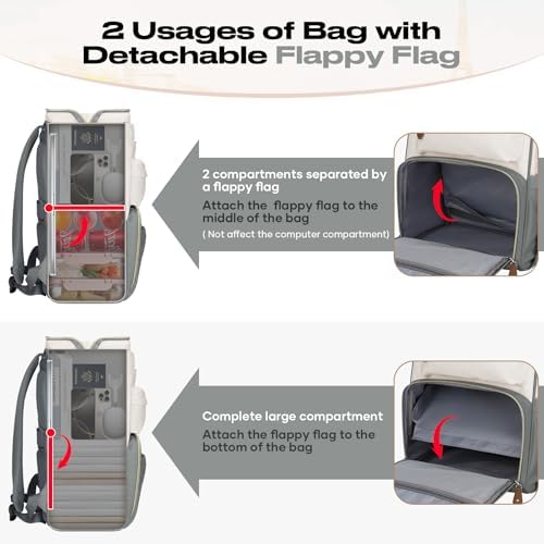 Maelstrom Travel Backpack for Women Men,Laptop Backpack Fits 15.6-17.3 Inch Laptop, Nurse/Teacher/Work Bag with Insulated Lunch Box,Water Resistant Carry On Backpack,Gray-Beige - Image 2