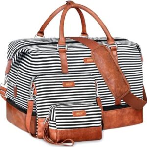 IBFUN Weekender Bags for Women, 21" Weekender Travel Bag, Travel Duffle Bag with Shoe Compartment Carry on Overnight Duffel Bag for Weekend Travel Business Trip, 3PCS