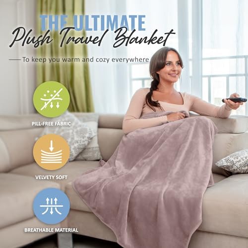 BOACAY Soft & Warm Travel Blanket for Airplane & Car - Long Flight Essential for Women, Men, Kids - Compact Pillow with Luggage Sleeve & Backpack Clip - Image 2