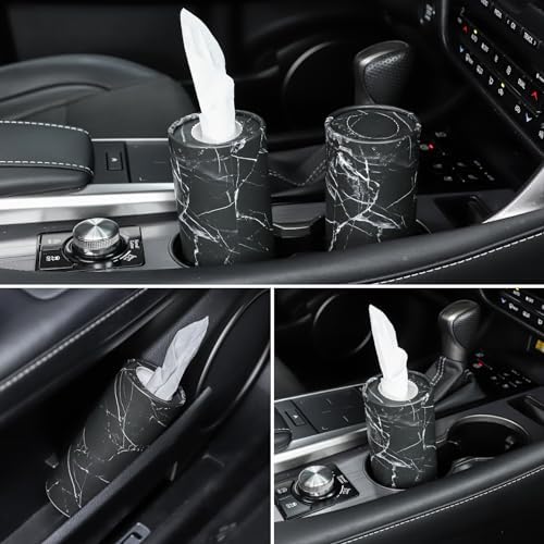 SINGARO Car Tissue Holder, 4 Pack Car Cup Holder Facial Tissues with Travel Tissue Bag, Quick and Convenient Flower Combination Car Tissue Box(4 Canisters/200 Tissues) Black - Image 5