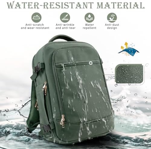 Carry on Backpack, Flight-approved Backpack for Traveling, 40L Personal Item Travel Backpack, Peacock Green - Image 7