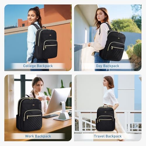 Laptop Backpack for Women Fits 16 Inch Travel Computer Bag Ladies Stylish Travel Bags Womens Fashion Bag for Business Bags Casual Daypacks Black - Image 4