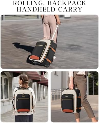 Carry On Backpack with Wheels for Adults, Airline Approved Rolling Backpack for Women, Foldable Bottom Travel Laptop Backpack - Image 6