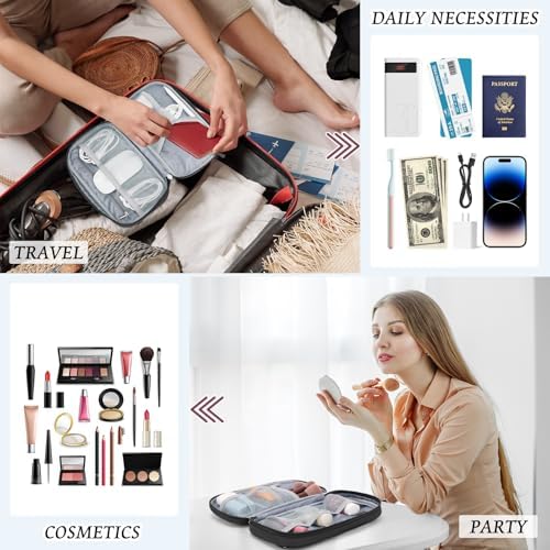 FYY Travel Cable Organizer Pouch - Enlarge Electronic Organizer Carry Case Portable Waterproof All-in-One Electronic Accessories Storage Bag for Cord, Charger, Phone, Earphone, Black - Image 6