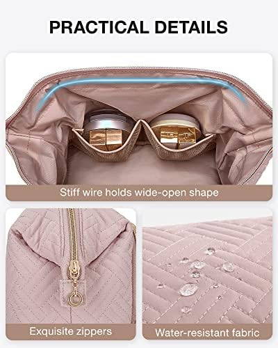 BAGSMART Travel Makeup Bag, Cosmetic Bag Make Up Organizer Case,Large Wide-open Pouch for Women Purse for Toiletries Accessories Brushes - Image 6
