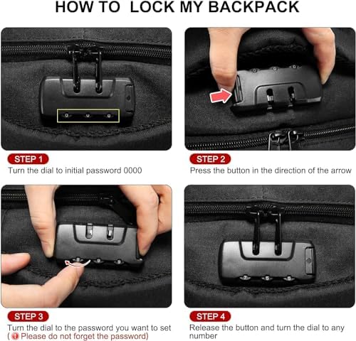 LOVEVOOK Travel Laptop Backpack Waterproof Anti Theft with Lock and USB Charging Port Large Computer Business Backpack for Men Women College (17 inch, Black) - Image 2