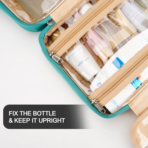 Travel Hanging Toiletry Bag for Women, with Jewelry Organizer Compartment, Medium Waterproof Hanging Makeup Accessories, Cosmetic Essentials, Toiletries Dopp Kit Set with Trolley Belt, Blue - Image 6