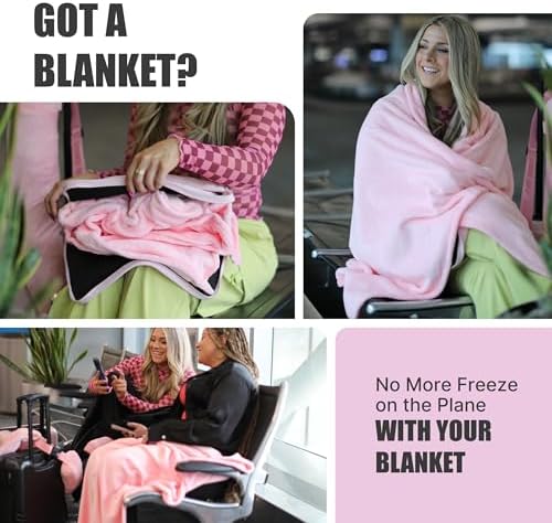 TAKE OFF All-in-One Travel Blanket and Pillow - Super Soft Microfiber Fabric, 3 Day Clothing Storage with Secure Zipper Pockets Keep Valuables Safe, Hand Free Trolley Holder, Ultimate Travel Accessory - Image 4