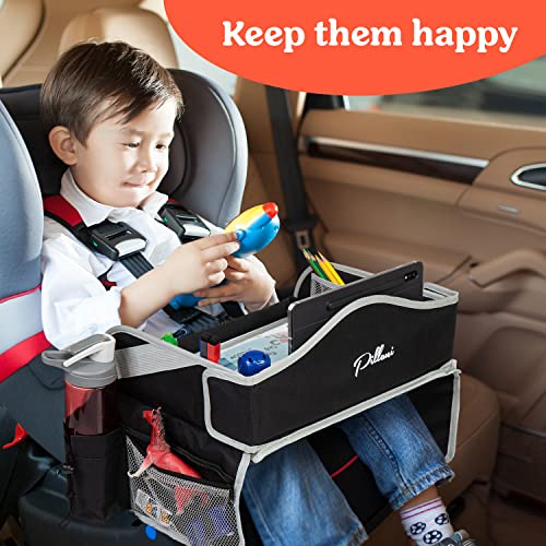 PILLANI Kids Travel Tray for Car - Car Seat Tray for Kids Travel, Road Trip Essentials - Carseat Table for Roadtrip Activities - Must Have Toddler Lap Desk Organizer for Airplane - Car Accessories - Image 2
