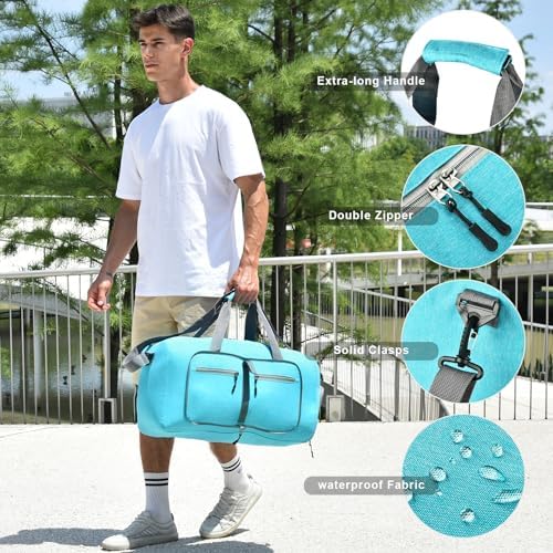 Dimayar 115L Travel Duffle Bag for Men Women - Foldable Duffel Bag with Shoes Compartment - Overnight Bags Waterproof & Tear Resistant(Mint Green) - Image 5