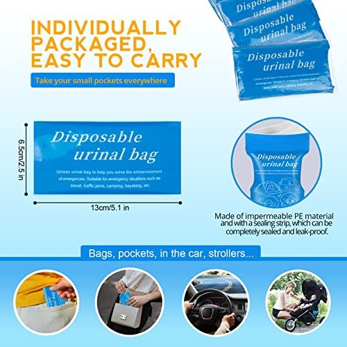 Disposable Emergency Urinal Bag, 8/12/20/24 Pack Portable Camping Pee Bags, Travel Pee Bags, Traffic Jam Emergency Portable Urine Bag, Vomit Bags, for Men Women Kids Children Patient - Image 5