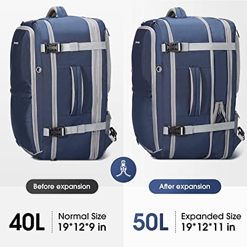 Maelstrom 40-50L Carry on Backpack,Large Travel Backpack for Men Women,17.3 Inch TSA Flight Approved Laptop Backpack with Hidden Shoe Bag, Expandable Suitcase Backpacks,father day gifts-Blue - Image 2