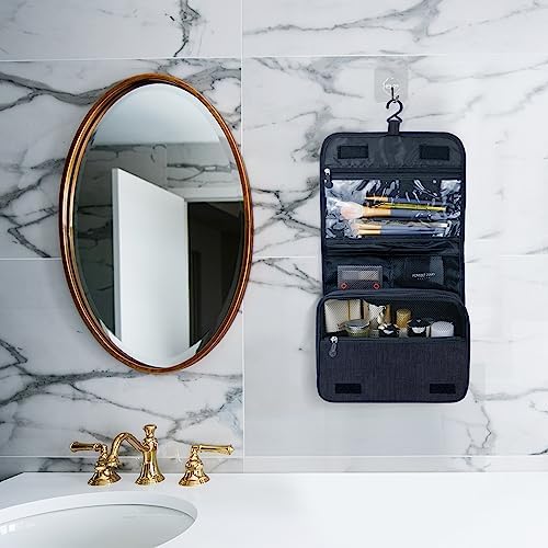 Large Capacity Toiletry Bag Travel Bag with Hanging Hook for Men and Women Waterproof Travel Cosmetic Bag Bathroom Storage Bag for Brushes Set,Full-Sized Shampoo,Toiletries,Accessories-Black - Image 6