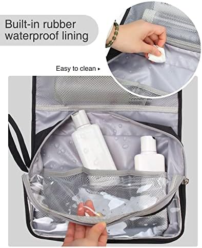 Relavel Travel Hanging Toiletry Bag for Men Women Travel Kit Shaving Bag Waterproof Large Makeup Bag Wash Bag Makeup Organizer Cosmetic Case for Bathroom Shower Black - Image 8