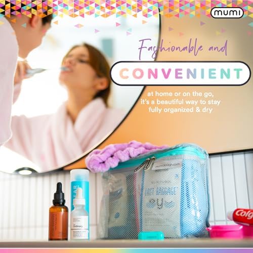 MUMI Travel Toiletry Bag Set of 3 – Clear TSA Approved Toiletry Bags for Women – Reusable Water-Resistant Makeup Organizer Pouches for Skincare, Cosmetics, Travel Accessories, Airport Packing - Orange - Image 6