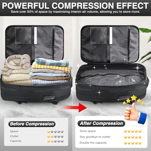 Vacuum Backpack Travel, Airback Vacuum Compression Travel Backpack with Pump, Water Resistant & TSA Anti Theft, Ideal for Travel/Camping/Laptop (With Electric Air Pump & Black) - Image 2