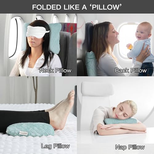 Plush & Plaid 2-Pack Travel Blanket Airplane Compact with Bag, Mid-Weight Soft Throw Blanket Pillow for Long/Short Flight, Portable Packable with Luggage Sleeve and Backpack Clip, 40x65, Blue - Image 5