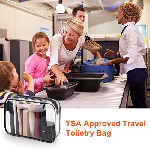 Wedama TSA Approved Toiletry Cosmetic Bags for Men and Women 2 Pack with Zipper Carry on Airline Airport Travel Accessories, PVC Makeup Bags, Quart Size-Black - Image 3