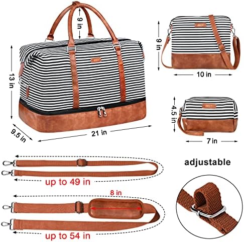 IBFUN Weekender Bags for Women, 21" Weekender Travel Bag, Travel Duffle Bag with Shoe Compartment Carry on Overnight Duffel Bag for Weekend Travel Business Trip, 3PCS - Image 6