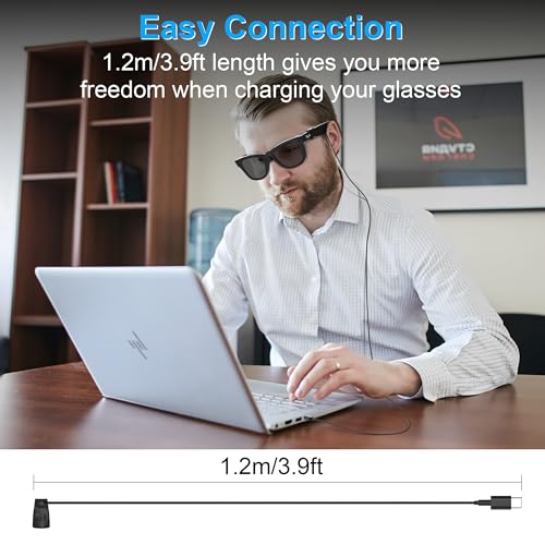 RCstyle Hibloks Charging Cable for Ray-Ban Meta Wayfarer (RW4006&RW4008) Smart Glasses Accessories, 3.9ft Type-C Charging While Using, Portable for Travel/Car/Phone/Laptop/Power Bank Charging - Image 3