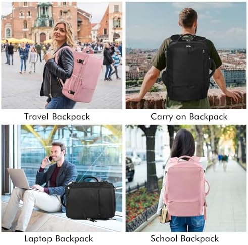 Beraliy Travel Backpack for Men Women, Large Carry On Backpack, Personal Item Bag Airline Approved, 17 inch Laptop Backpack, Business Work Gym Weekender Bag, Black - Image 7