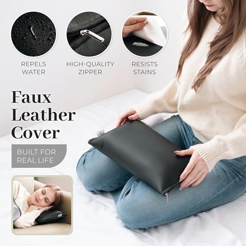 Travel Blanket and Pillow Set - Small, Compact, Lightweight Throw for Airplane, Car, Office & Portable Comfort Fleece, Camping, Emergency, Long Flight Must Haves (Black) - Image 2