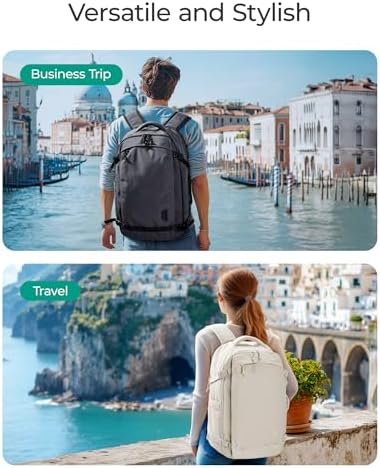 BAGSMART Travel Backpack for Women, 30L Travel Backpack Carry On Flight Approved, TSA Approved Personal Item Travel Bag, Water Resistant Weekender Bag Luggage Daypack, Beige - Image 2