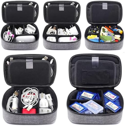 sisma Electronics Cords Organizer Tech Accessories Storage Case Travel Small Carrying Bag for Charging Cables Adapter USB Plugs Power Cord Leads - Grey 1680d - Image 4