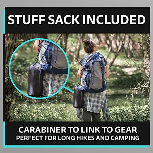 Ripstop Outdoor Camping Pillow and Blanket 3-in-1, Versatile Lightweight Nylon Waterproof Stadium Blanket, Ultralight Backpacking Essentials, Travel Blanket and Pillow Set - Black/Turquoise - Image 6