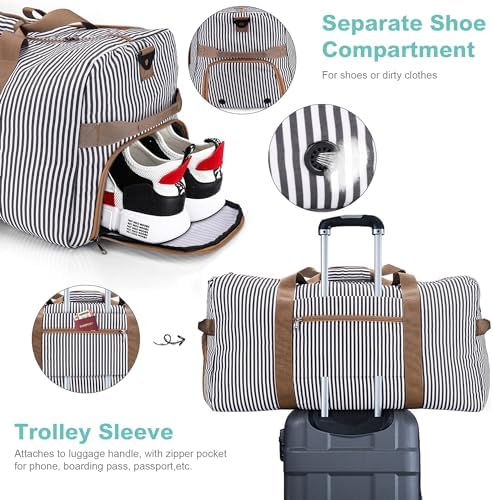 150L Duffle Bag for Travel, Extra Large Foldable Waterproof Travel Duffel Bags Weekender Overnight Bag for Men and Women with Shoe Compartment - Image 6