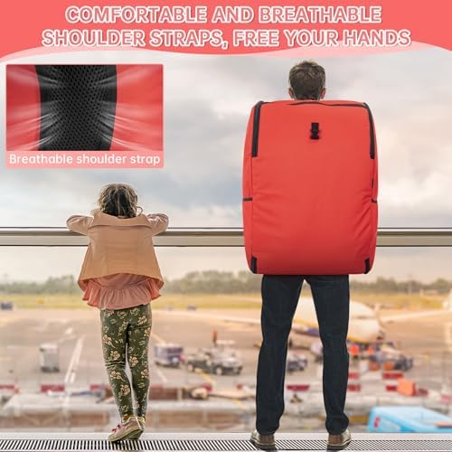 Padded Car Seat Travel Bag Compatible with Doona, Infant Car Seat Travel Bag, Foldable Car Seat Stroller Gate Check Bag for Airplane (Red) - Image 7