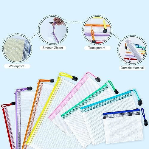32pcs Mesh Zipper Pouch Bags, 8 Sizes, 8 Colors for Organizing, Board Game Storage, Travel, School, Office - Image 4