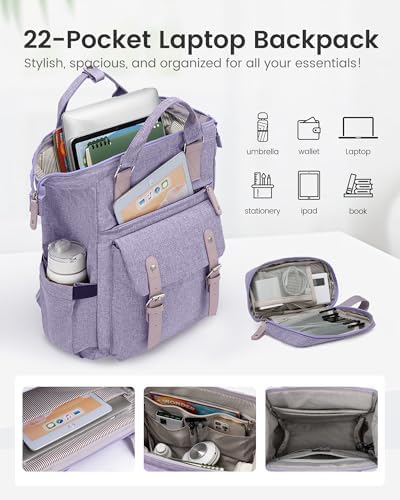 LOVEVOOK Laptop Backpack for Women, 15.6 Inch Teacher Nurse Bag Work Travel Computer Backpacks Purse, College Bookbag for School, Water Resistant Daypack, 15.6 inch - Image 2