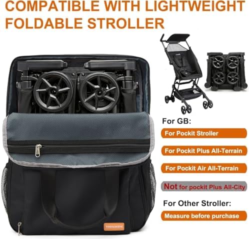 Stroller Travel Bag Compatible with GB Pockit and GB Pockit Air Plus All Terrain, Lightweight Stroller Travel Backpack for Airplane(Black) - Image 2