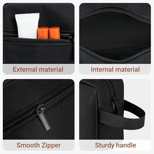 Elviros Travel Toiletry Bag for Women and Men, Lightweight Makeup Bag Hanging Dopp Kit with Shaving Compartment Cosmetic Organizer Small Tool Bag Travel Essentials, Black - Image 5