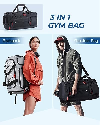 BAGSMART Gym Bag for Women & Men, 35L Sports Travel Duffel Bag with Shoe Laptop Compartment,Anti-Theft Carry On Weekender Bag for Airplane,Workout Overnight Backpack for Travel,Black - Image 3
