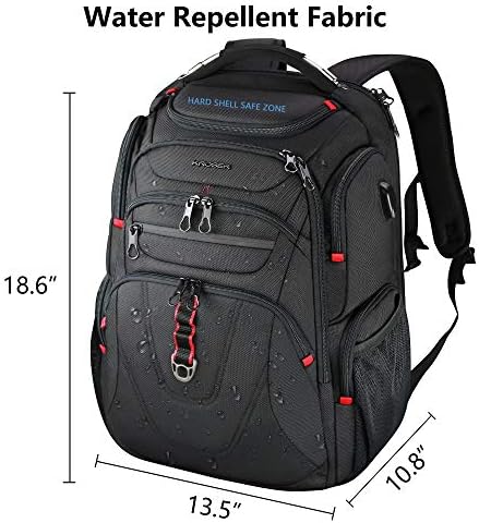 KROSER TSA Friendly Travel Laptop Backpack 17.3 inch XL Computer Backpack Water-Repellent College Daypack Business Backpack with RFID Pockets & USB Port for Men/Women-Black - Image 2