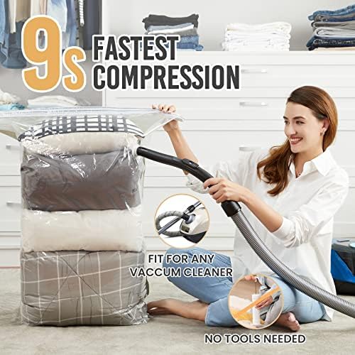 TAILI 12 Pack Vacuum Storage Bags, Space Saver Bags, Jumbo Cube 31x40x15 Inch, Extra Large Vacuum Seal Bags for Comforters, Blankets, Bedding, Clothing, Space Saving Closet Organization, Cream - Image 4