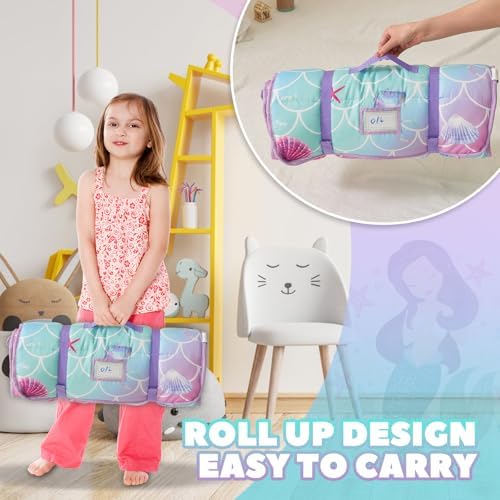 Nap Mats for Daycare Preschool Nap Mat for Toddlers Girls Kids Sleeping Bag with Pillow and Blanket Roll Up Sleeping Mat Foldable Mat for Camping Travel Kindergarten, Mermaid Tail - Image 5