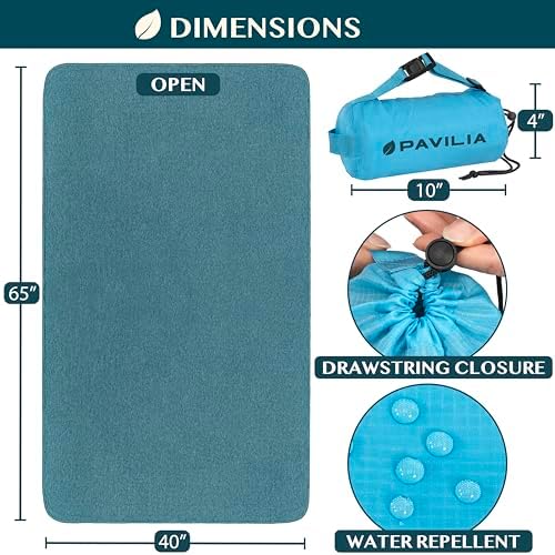 PAVILIA Travel Blanket Airplane Compact with Bag, Soft Packable Plane Blanket Kids Adults, Portable Camping Flight Essentials, Travelers Gifts Accessories, Luggage Backpack Strap, 65x40 Teal Blue - Image 4