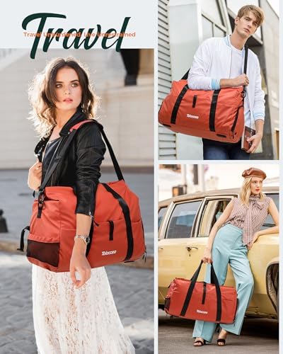 Tolaccea Gym Duffel Bag for Women, Travel Bags Foldable Sports Duffle with Shoe Compartment & Wet Pocket, Lightweight & Water-Resistant, Perfect for Workout, Weekender Overnight & Carry-On Expandable - Image 2