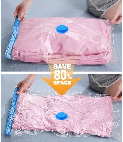 15 Pack Vacuum Storage Bags,Vacuum Seal Bags for Clothing with Hand Pump, 2 Jumbo+4 Large+4 Medium+5 Small, 80% Space Saver Bags for Clothes, Pillows, Comforters and Blankets, Home Travel Essentials - Image 7
