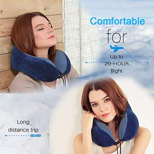 Travel Pillow, Best Memory Foam Neck Pillow Head Support Soft Pillow for Sleeping Rest, Airplane Car & Home Use (Dark Blue) - Image 2